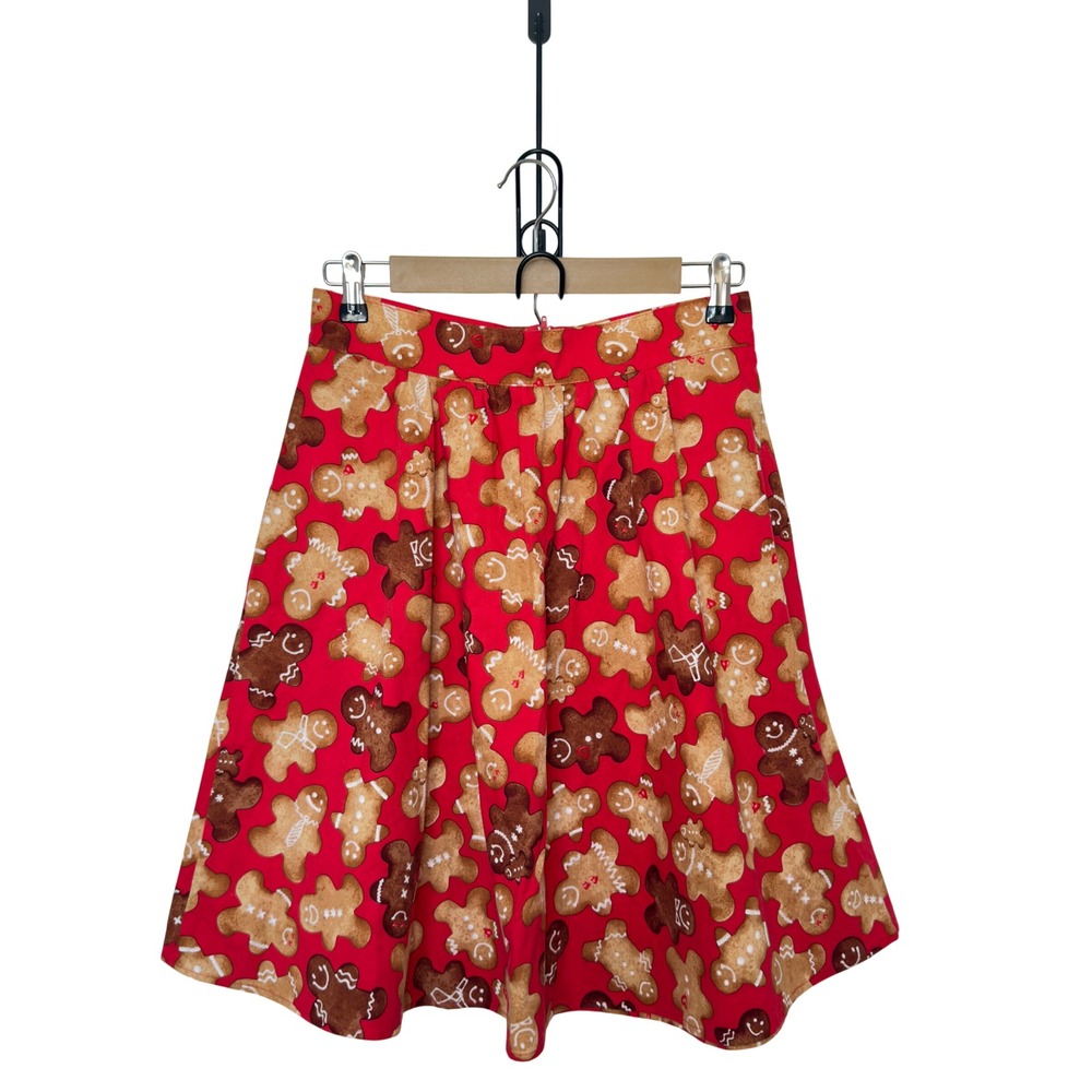 Retrolicious Medium Gingerbread Men &Women Cookie Print Skirt Whiimsical Retro